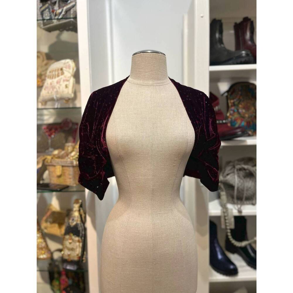 NEW BYRON LARS velvet shrug in cassis